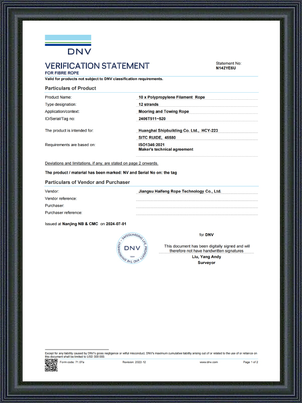 DNV Certificate